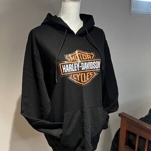 Harley-Davidson Black and Orange Logo Hoodie